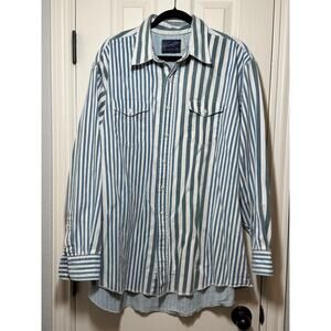 Vintage Wrangler X-Long Tails Shirt L 18.5 100% Cotton Western Stripe Y2K